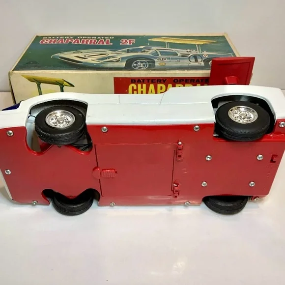 Vintage Alps Fully Working, Tin, Chaparral 2F Battery Operated Race Car With Box
